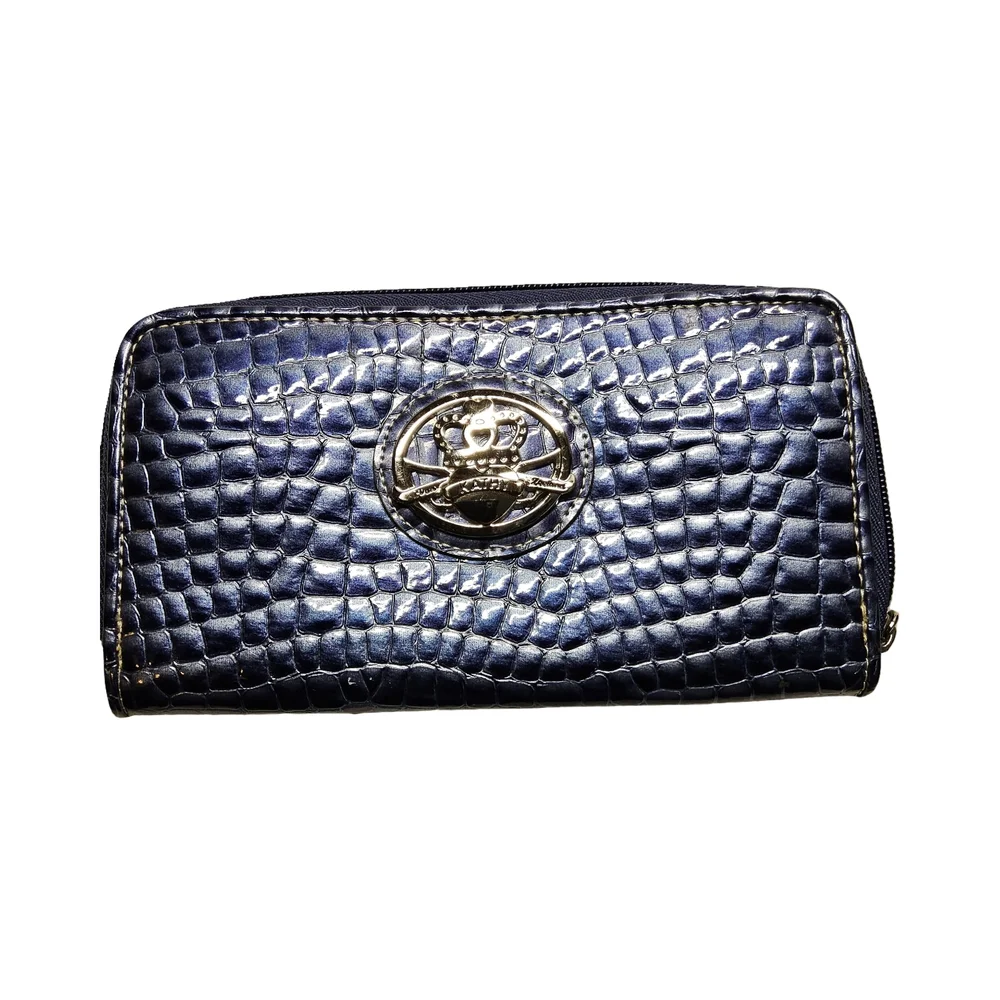 Preloved Kathy Van Zeeland Royal Blue/purple Vegan  CrocEmbossed Wallet